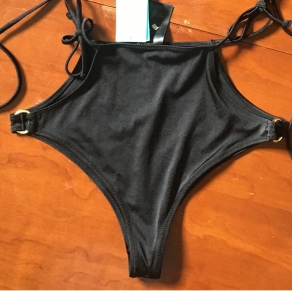 H & M high waist cut out tie bikini bottom o ring